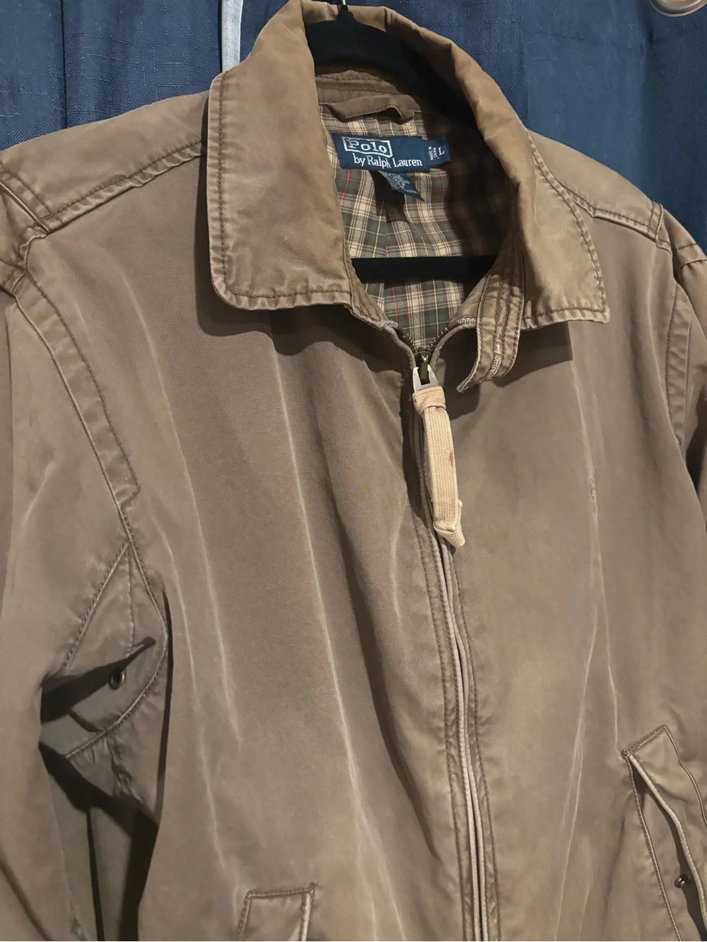VTG Polo Ralph Lauren Heavy Canvas Harrington Jacket Brown Earth Tone